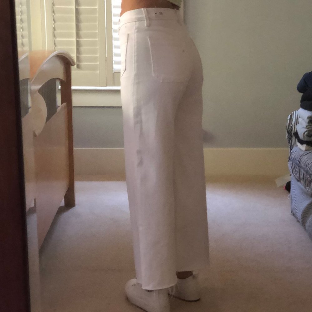 HUDSON High Rise Holly Wide Leg Crop White Jeans